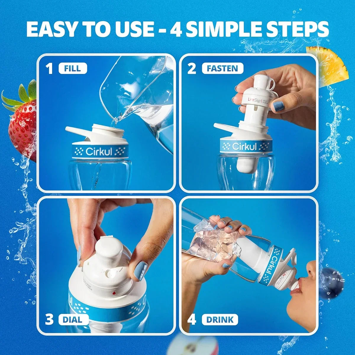 22oz. Plastic Bottle & Blue Comfort Grip Lid